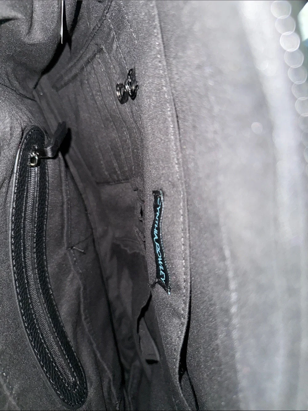 Cynthia Rowley Black Quilted Laptop Tote with Dual Handles